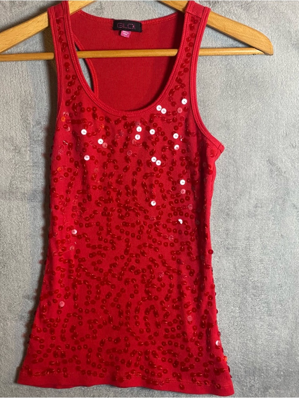 Glo y2k‎ red sequin-embellished top size medium